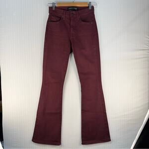 Veronica Beard Beverly Skinny Flare High-Rise Burgundy Red Denim Jeans Size 24